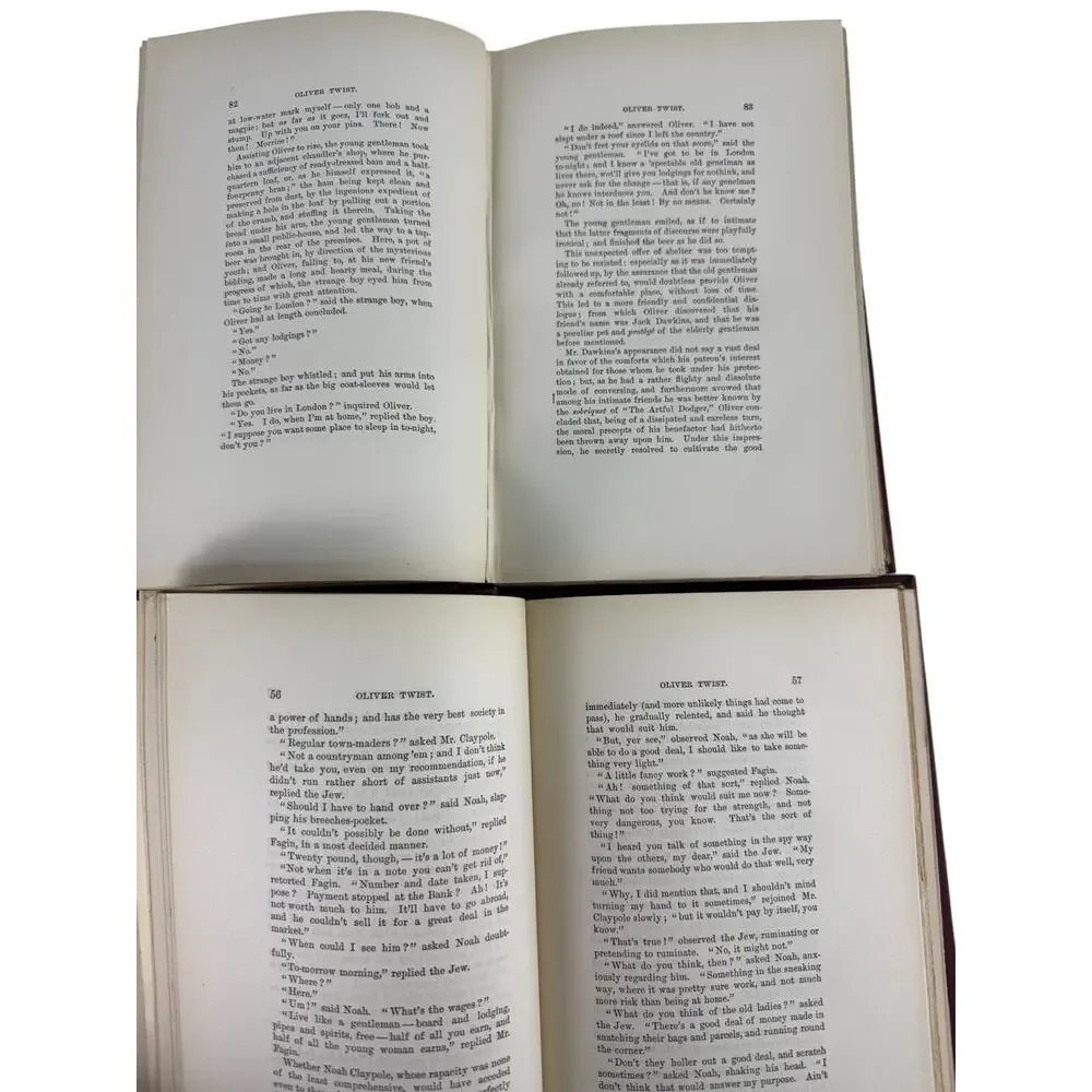 1890 Charles Dicken's Oliver Twist Vol I & II Ltd Ed Illustrated Rare Set #293‎